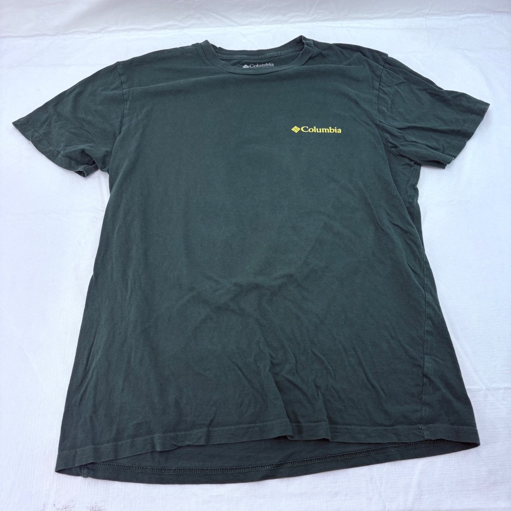 Columbia Mens Graphic T-Shirt Medium Green Always Outside Mountain Logo 4592